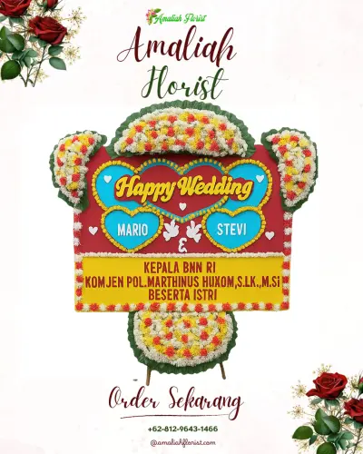 Karangan Papan Bunga Pernikahan di Gedangmas